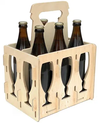 Produktbild von DanDiBo Bierträger aus Holz 6 Flaschen Flaschenträger 96141 Flaschenkorb Männerhandtasche Bier