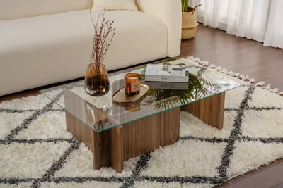 Produktbild von Skye Decor, Flavio - Walnut, Couchtisch, Nussbaum, 100 % gehärtetes Glas, 105 x 65 x 30