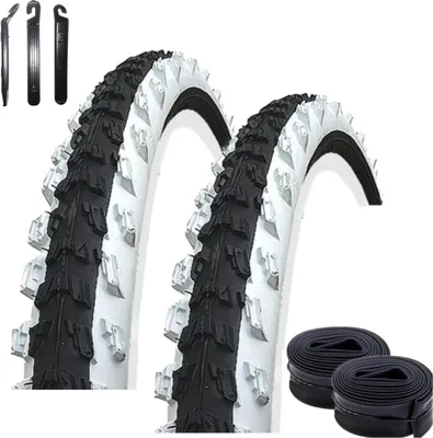 Produktbild von 2 x Kenda K-829 26" MTB Fahrradreifen Fahrradmantel Schwarz/Weiß 50-559 (26 x 1.95) + 2 passende Schläuche AV inkl. 3 Reifenheber