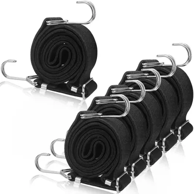 Imagen del producto de Omgoods - Juego de 6 cuerdas elásticas ajustables con ganchos - Cuerdas elásticas de 2 metros de longitud