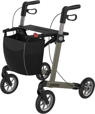 Produktbild von Rehasense Server 2 - Alu-Rollator klappbar - Leichtgewichtrollator mit integrierter Stufenhilfe und PUR Softrädern - Größe L - Farbe Weinrot