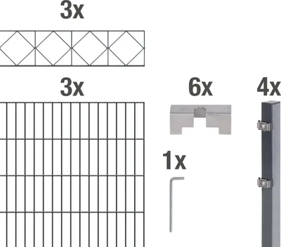 Produktbild von Alberts Doppelstabmattenzaun Bergen, Höhe 100 cm, Länge 6 m, 2 m Matte, anthrazit, zum Einbetonieren