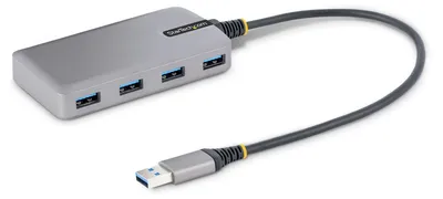 Obrázek produktu pro StarTech.com 5G4AB-USB-A-HUB, USB 3.2 Gen 1 (3.1 Gen 1) Type-A, Micro-USB, USB 3.2 Gen 1 (3.1 Gen 1) Type-A, 5000 Mbit/s, Šedá, Plast, 0,3 m