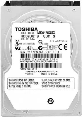 Produktbild von Festplatte Toshiba 640Gb MK6475GSX 8Mb Cache 5400Rpm Sata II 2,5" Zoll
