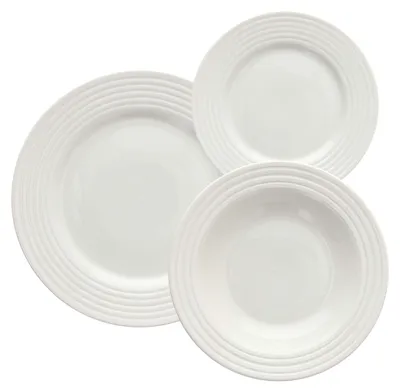 Tafelservies 18-teilig, Porzellan, weiß, für 6 Personen