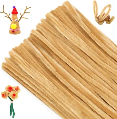 Produktbild von Hellbraun Pfeifenreiniger 6mm, 100 Stš¹ck Pfeifenputzer zum Basteln, Pfeifenputzer fš¹r Blumen Pfeifenreiniger, 30cm Chenilledraht fš¹r Kinder zum Basteln und Dekorieren
