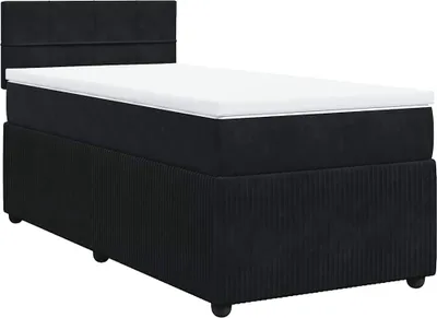 Image de vidaXL Lit boxspring avec matelas noir 100x200 cm velours
