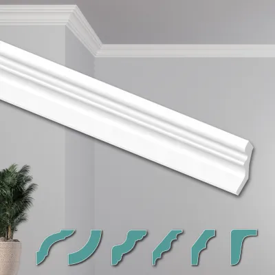 Produktbild von HEXIMO Deckenleisten modern XPS Styropor weiß, 2 Meter Stuckleisten Styroporleisten Zierleisten Stuck Eckleisten (2 Meter Deckenleiste ZG21)
