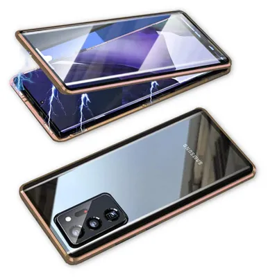 Produktbild von Beidseitige Magnet Glas Bumper Handy Tasche Gold für Samsung Galaxy S21 G991B
