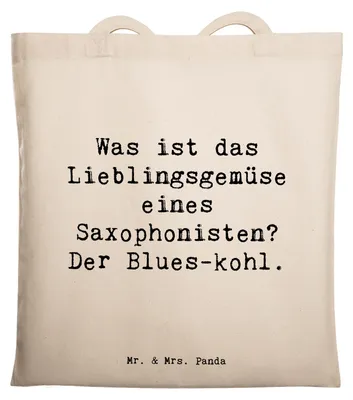 Produktbild von Mr. & Mrs. Panda Schultasche Spruch Saxophon Blues - Transparent - Geschenk, Uni Tasche, Lernen, Laptoptasche, Humor, Musiker, Instrument, Solo, Musik, Shopping, Tote Bag