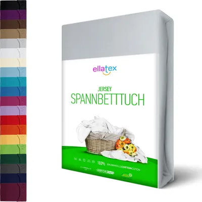 Produktbild von JERSEY Spannbettlaken Spannbetttuch 100% Baumwolle Bettlaken Betttuch Laken, in Größe: 90x200-100x200 cm, in Farbe: Silber
