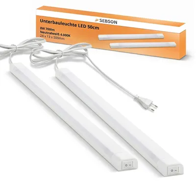 Produktbild von LED Lichtleiste neutralweiss 50cm 2er Set Leiste 8W 700lm Unterbauleuchte SEBSON