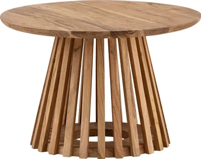Produktbild von FineBuy Couchtisch Akazie Massivholz rund 60 cm · Wohnzimmertisch mit Lamellenfuß im modernen Design Stabiler Holztisch mit einzigartiger Form
