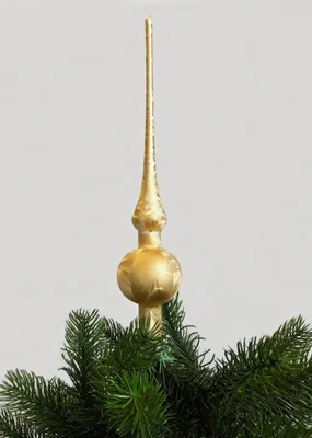 Produktbild von JACK Christbaumspitze Thüringer Glas 28cm Spitze Mundgeblasen Eislack Glanz Matt, Farbe:Gold
