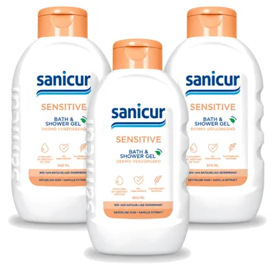 Productafbeelding van 3 x Sanicur Douchegel voor gevoelige huid - 300 ml - Voordeelverpakking - 3 stuks