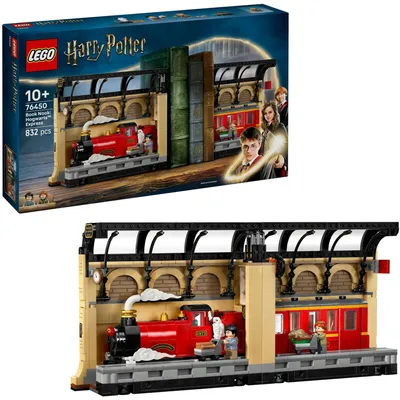 Produktbild von LEGO Harry Potter Buchstütze: Hogwarts Express - Set mit Spielzeug Zug, 2 Minifiguren inkl. Ron Weasley, Hedwig und Krätze - Wizarding World Geschenk für Jungen, Mädchen & Fans ab 10 Jahren - 76450