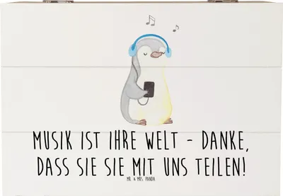 Produktbild von Mr. & Mrs. Panda Box Musiklehrer Danke 22 x 15 cm - Weiß - Geschenk, schmuckbox, Wertschätzung, sagen, Aufmerksamkeit, Geschenkbox, Schatzkiste, Bedanken, fotobox, Kiste