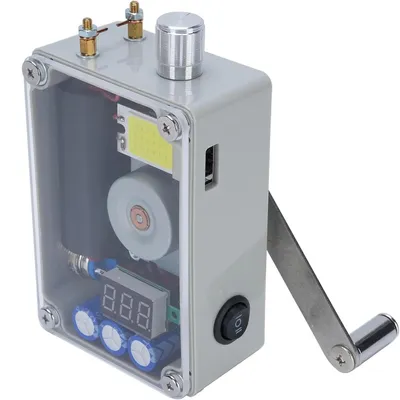 Produktbild von Tragbarer Handkurbel-Generator, Manueller Stromerzeuger mit COB-Licht und USB-Ladeanschluss, Ideal für Camping und Notfälle