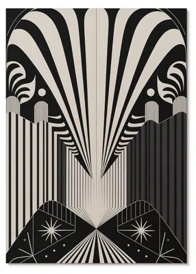 Produktbild von POSTER - 29x42 cm (A3) - Lena "Leni" Moreau - Markante Kontraste zwischen geometrischen Formen und Modernität -  Wandbild für Wohnzimmer Schlafzimmer & Flur, Modernes Poster Wanddeko, Ungerahmt