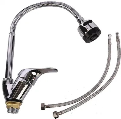 Küchenarmatur mit flexibler Brause, 360° drehbar, Einhebel, Chrom