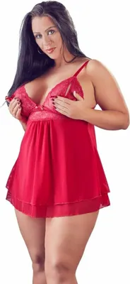 Produktbild von Cottelli Collection - Babydoll mit geschlitzten Spitzen-Cups