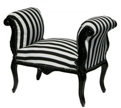 Produktbild von Casa Padrino Barock Schemel Hocker Schwarz / Weiß Streifen / Schwarz - Sitzbank