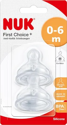Zdjęcie produktu dla Nuk, Sauger Silikon, Smoczek do butelki, Gr.1 M 2 sztuki (PRODUKT Z NIEMIEC)