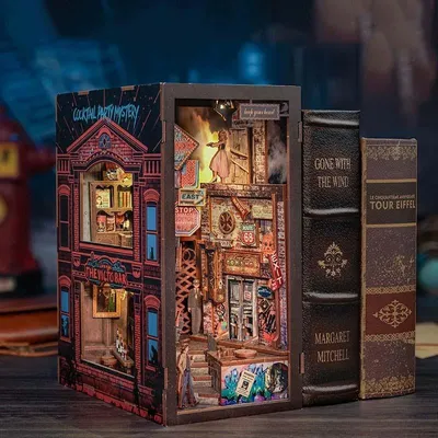 Image de Maison miniature Book Nook - Détective Marlow - Puzzle 3D - 238 pièces - Maison miniature en bois - avec LED