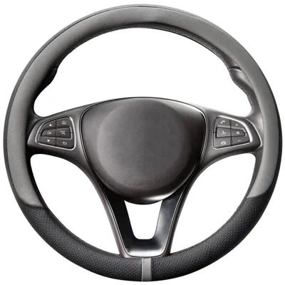 Produktbild von Lenkradbezug Auto Universal Mikrofaser Leder Grau/Schwarz M 37-38cm Rund Anti-Rutsch