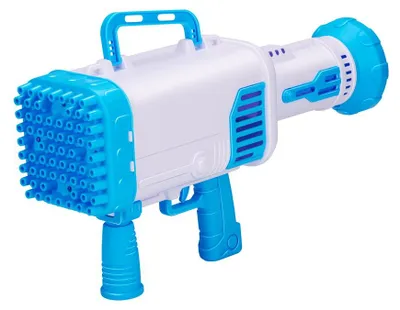 Produktbild von Bubblez Seifenblasenpistole Seifenblasenmaschine für Kinder - Seifenblasen Pistole mit 64 Löchern - AA-Batterien - Inkl. 50 ml Seifenlösung - 42,3 x 13 x 27,4 cm - Kunststoff