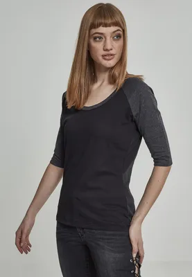 Zdjęcie produktu dla Urban Classics Ladies - Longsleeve 3/4 RAGLAN schwarz - M