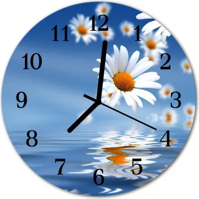 Produktbild von Glasuhr Wanduhr Küchenuhr Echt-Glas 30fi cm Blume blau