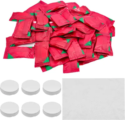 Produktbild von 100 Stück komprimierte Handtücher in Form von Tabletten,Mini-Tabletten，Mini Handwischtücher Münze für Unterwegs, Urlaub, Reisen, Sport, Küche