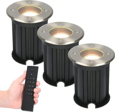 Produktbild von hoftronic LED Bodeneinbaustrahler 4W 345lm 2700K IP65 Edelstahl dimmbar Set 3 Stück