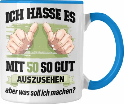 Produktbild von Trendation -  50. Geburtstag Tasse Frau Männer Geschenk 50er Geschenkidee 50 Mutter Vater Mann Frauen Lustig Geschenke Deko (Blau)