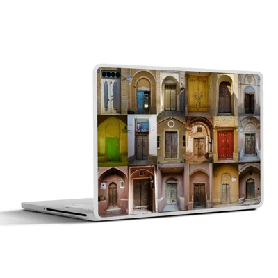 Produktbild von MuchoWow® Laptop Aufkleber Sticker Cover Türen - Farbenfroh - Architektur - Collage - Vintage 32.5x23.5 cm - Sticker für Laptop - Selbstklebend