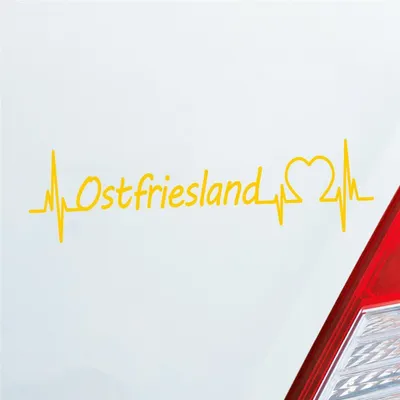 Produktbild von Auto Aufkleber Ostfriesland Puls Herzschlag mit Ferien Region Motiv 19x5 cm Gelb Sticker Heckscheibenaufkleber