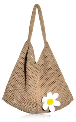 Produktbild von Handgewebte Strandtasche für Damen – Große Sommerhandtasche mit Reißverschluss