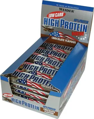 Produktbild von Weider 40% High Protein Bar (24x50g) Chocolate - Riegel - Protein-Riegel