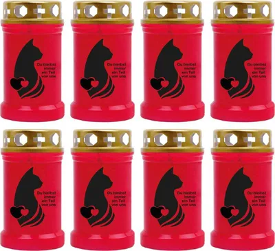 Imagen del producto de Velas rojas, paquete de 8 unidades, duración de la llama: 40 horas (por vela), diseño: retrato