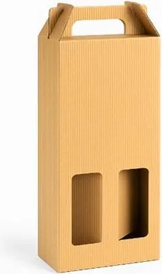 Zdjęcie produktu dla Pudełko prezentowe karbowane na 2 butelki wina - 180x90x315 mm