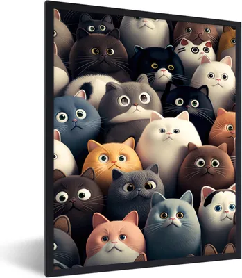 Produktbild von MuchoWow® Gerahmtes Poster Katze - Tiere - Katze - Muster - Junge - Mädchen 60x80 cm - Poster mit Schwarzem Bilderrahmen Wandposter Rahmen Foto Bilder - Premium - Wanddeko Wohnzimmer
