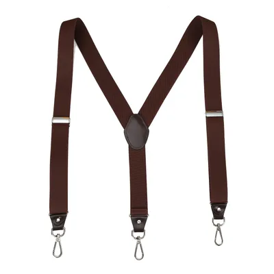Produktbild von Braune Y-Form Hosenträger 120 cm x 3,5 cm, elastisch, verstellbar, mit Karabinerhaken und Ösen