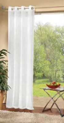 Voile Gardine mit Ösen, Uni, 225x140 cm, weiß
