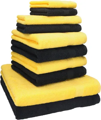 Produktbild von Betz 10-tlg. Handtuch-Set PREMIUM CLASSIC 2 Duschtücher 4 Handtücher 2 Gästetücher 2 Seiftücher  Farbe: gelb & schwarz