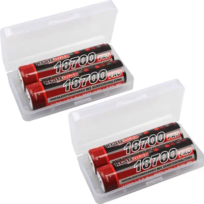 Produktbild von 4x Kraftmax 18650 Pro Akku mit PCB Schutzschaltung - speziell für LED Taschenlampen ( 3,7V / 9,62 Wh )