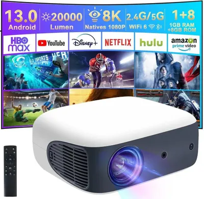 Produktbild von Projektor mit Auto Keystone,1080P Full HD Heimkino Erlebnis,Unterstützt bis zu 4K & 8K Dekodierung,Netflix & Amazon Video Unterstützung,500 ANSI Lumen