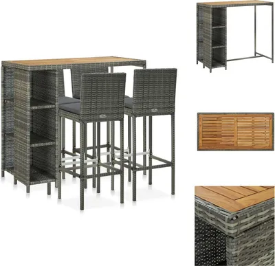 Immagine prodotto di vidaXL Set bar da giardino 5 pezzi con cuscini in poly rattan grigio - Set di mobili da giardino