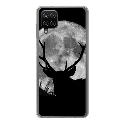 Produktbild von MuchoWow® Handyhülle Schutzhülle Hülle für Samsung Galaxy A12 Hirsch - Mond - Nacht Silikon Softcase Handy Hülle - Bild
