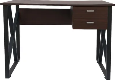 Image de Bureau table ordinateur Tough - bureau ordinateur portable - métal noir bois marron